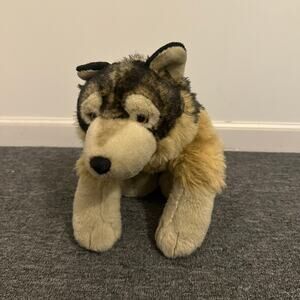 JAAG 22” Plush Wolf Lying Down Floppy Realistic Stuffed Animal Timber